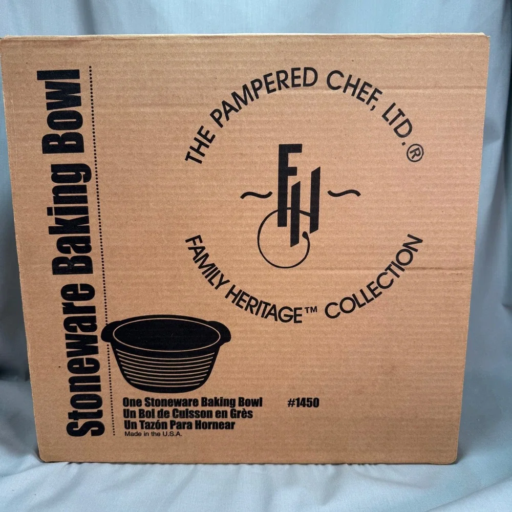 Pampered Chef Family Heritage 1 qt Stoneware Baking Bowl #1450 Bread Making NEW